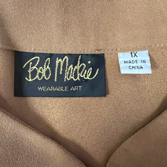 Bob Mackie Wearable Art Jacket Brown Embroidered Button Front 1X - Picture 10 of 12